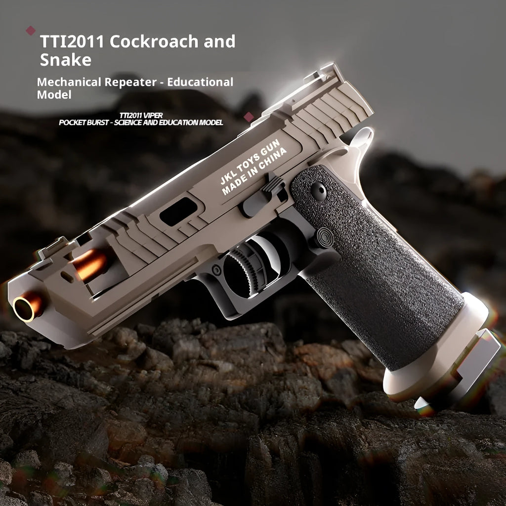Viper plastic toy gun in sand colour with continuous hair throwing shell launch mechanism
