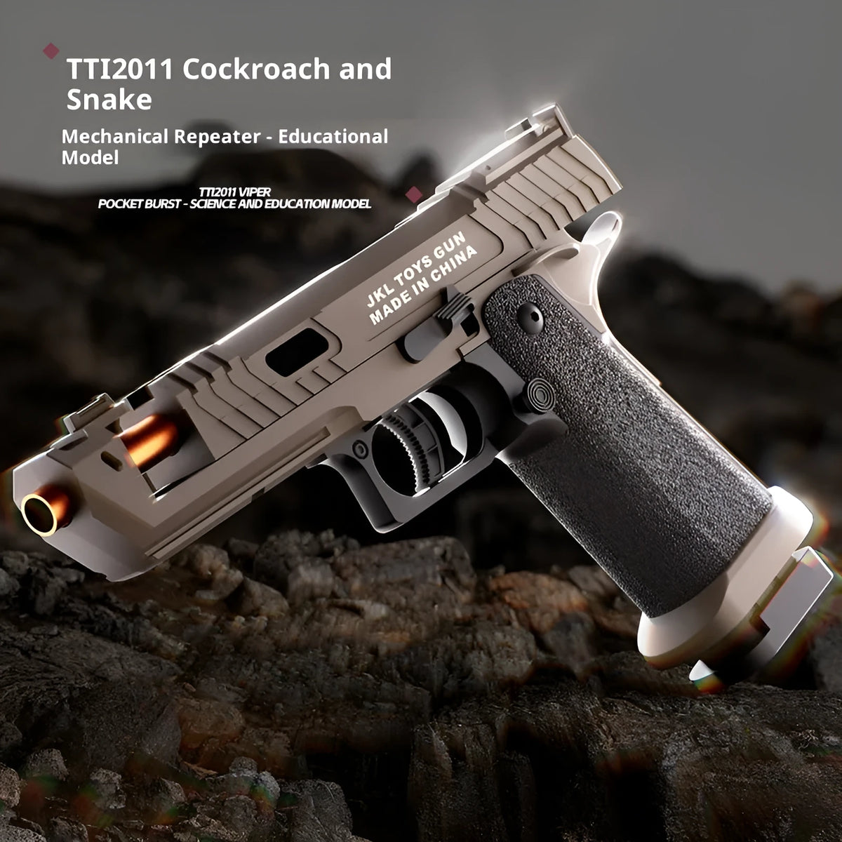 Viper plastic toy gun in sand colour with continuous hair throwing shell launch mechanism