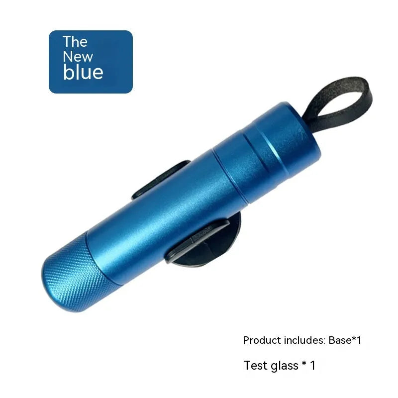 Aluminium alloy car safety hammer with seatbelt cutter in black, showing 20mm by 88mm size.