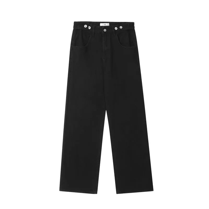 American Vintage washed jeans men's high street trousers K640 Black green chemical fibre blend