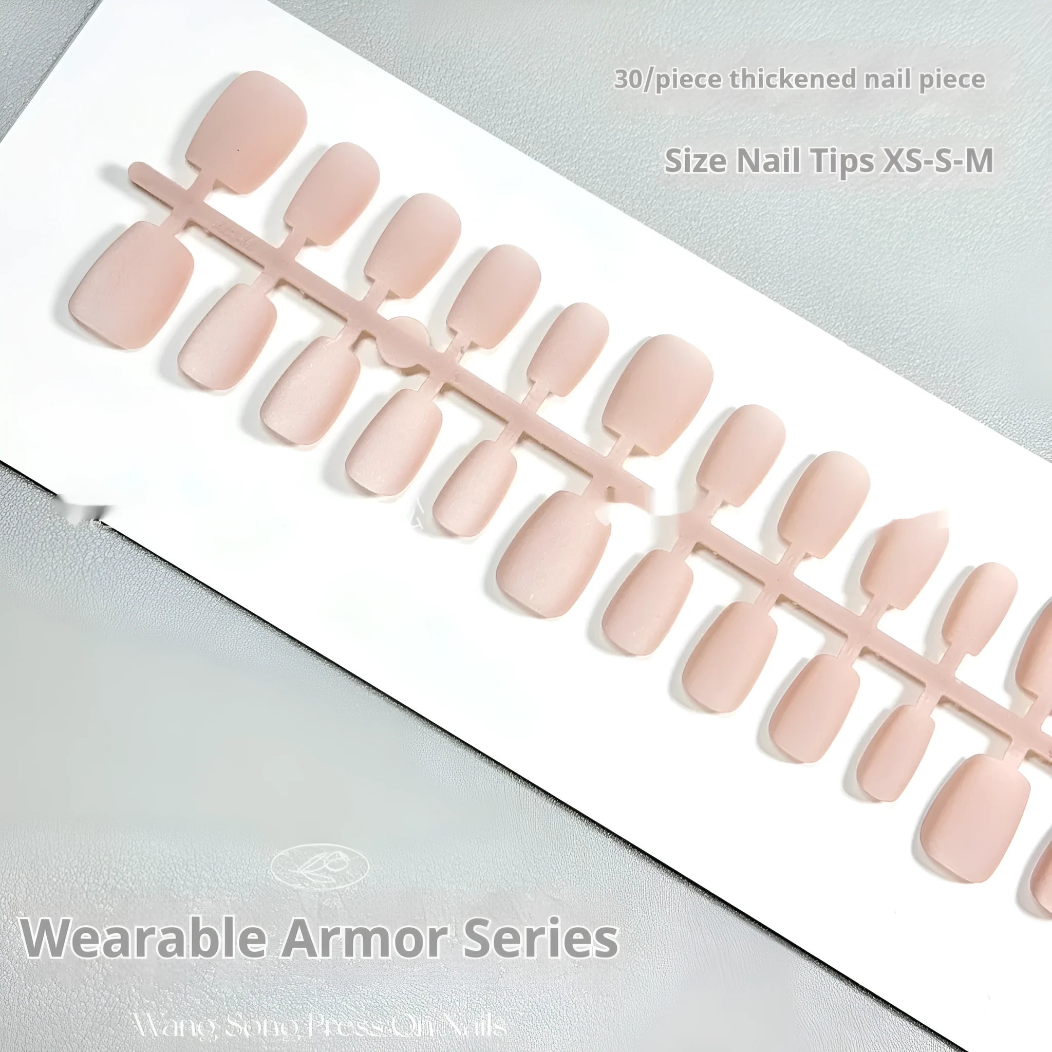 Frosted Velvet Cat's Eye artificial nail set in short ladder sizes on a display card.