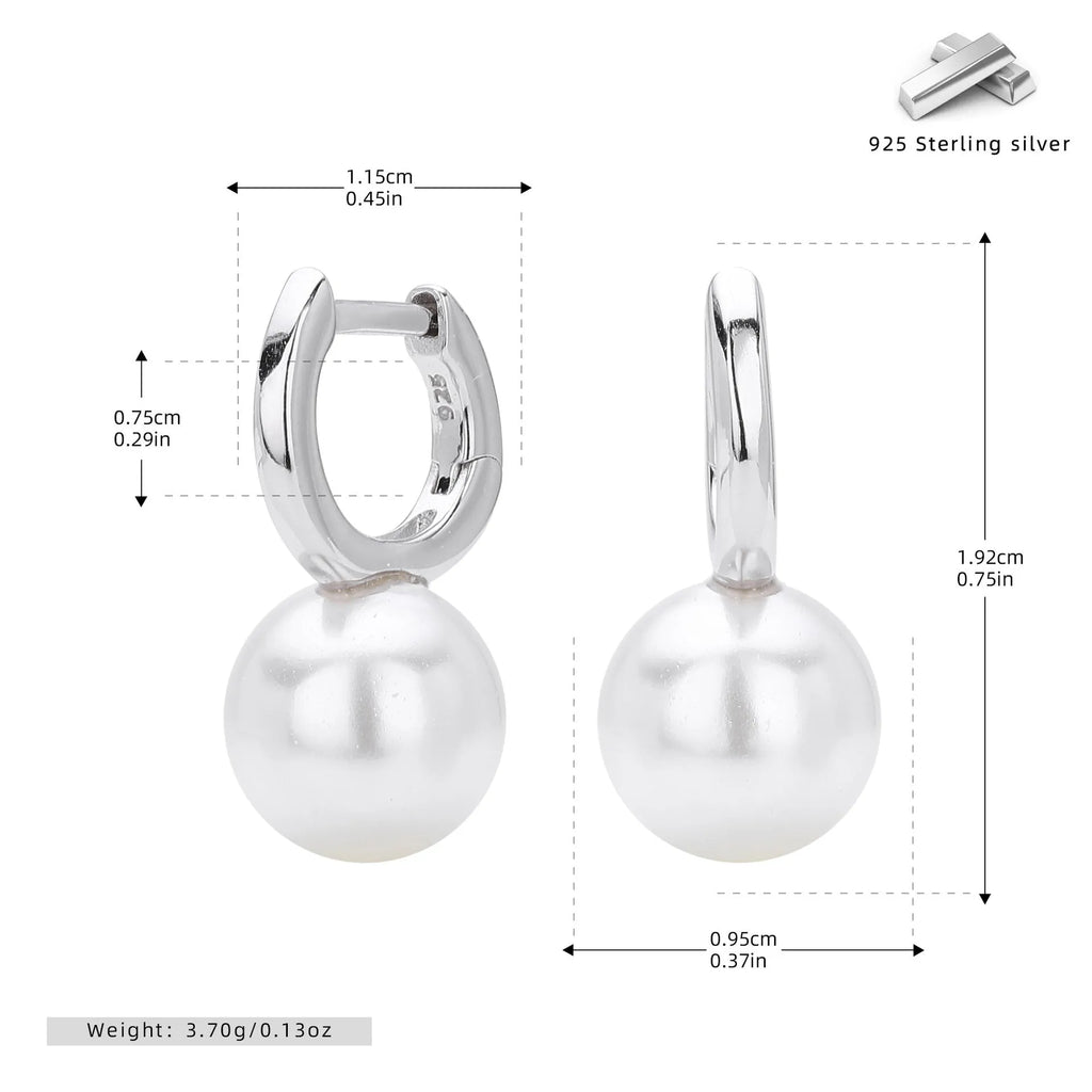 Sterling silver 925 fairy pearl earrings geometric shape gold platinum electroplated women