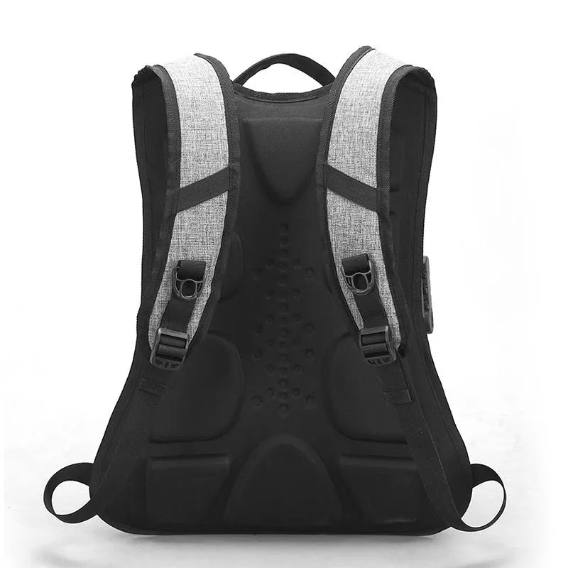 Anti thief USB charging laptop backpack 15.6 inch Oxford travel bag in black, 30cm x 50cm x 11cm