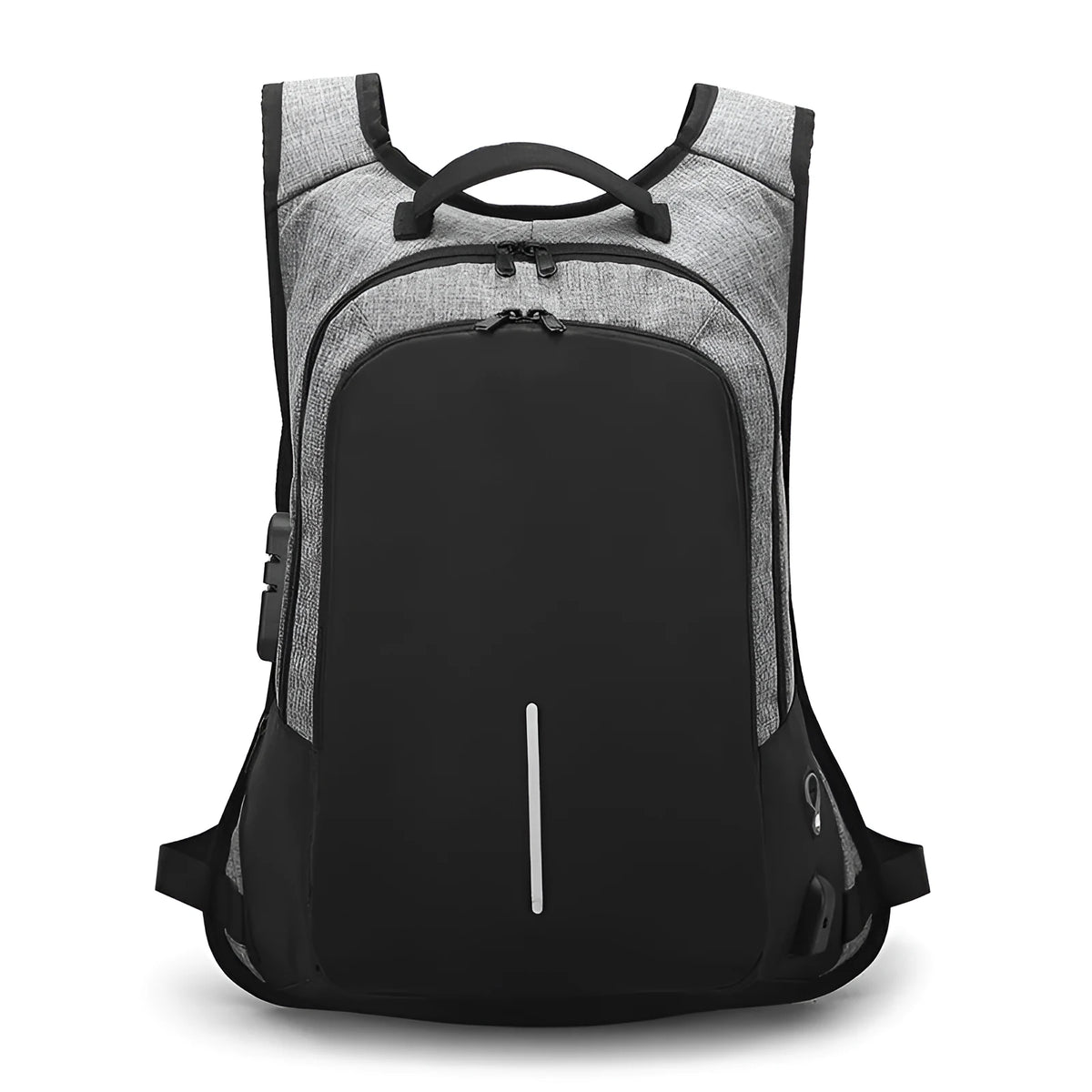 Anti thief USB charging laptop backpack 15.6 inch Oxford travel bag in black, 30cm x 50cm x 11cm