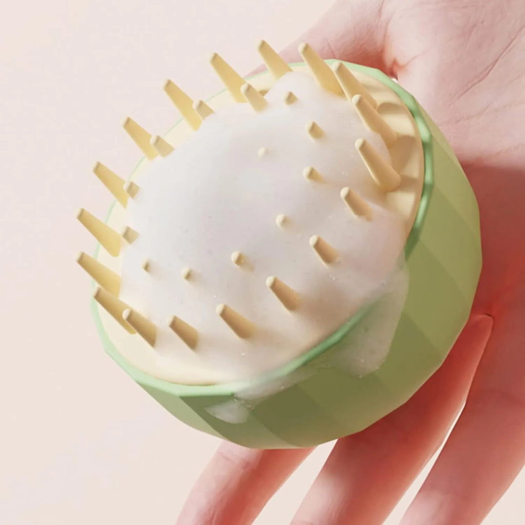 Silicone pet shampoo brush with double-sided massage design for dog and cat bath time