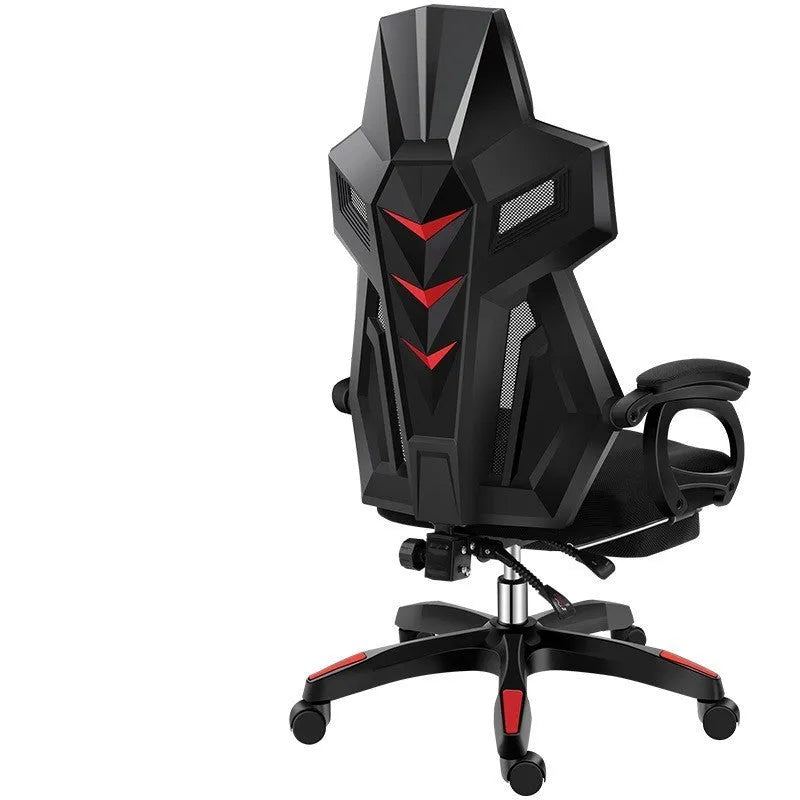 Ergonomic office swivel chair with reclining mesh backrest, black frame, and choice of legs