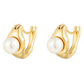 Titanium steel electroplated pearl stud earrings with 5mm pearl in silver colour