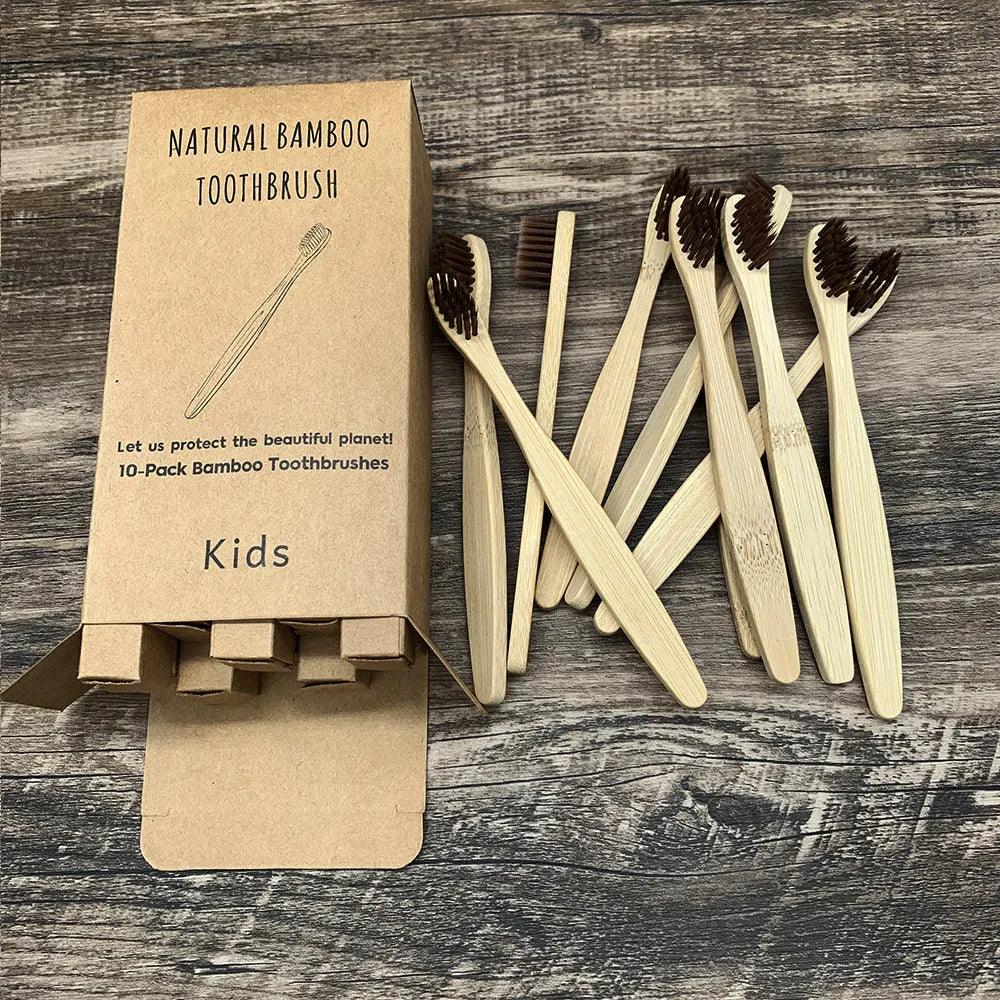 Eco friendly bamboo soft fibre toothbrush with biodegradable handle for adults