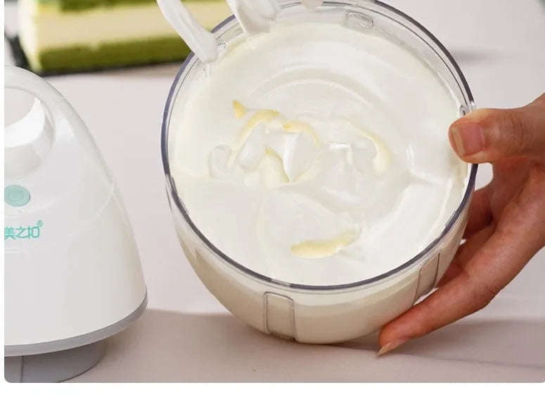 White automatic whisk machine for cream, eggs, and cake mixing, made from ABS, PP, and POM plastics