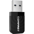 Black USB 3.0 dual band 1300Mbps wireless network adapter for desktop or laptop