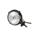 Black electroplated Harley-style motorcycle headlight with 8cm diameter aluminium housing.
