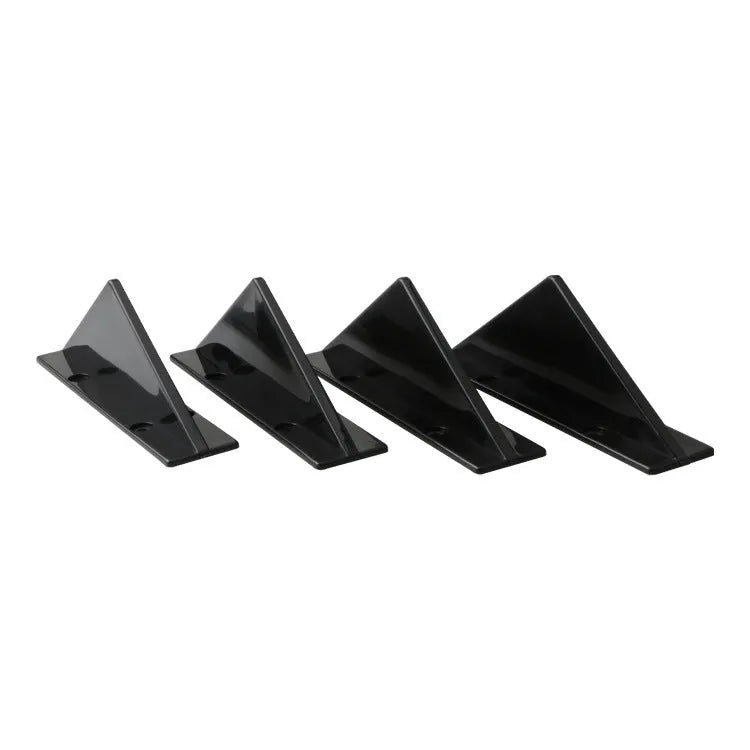Four triangle car rear spoilers in bright black finish with flat plane design