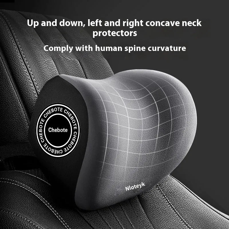 Four Seasons Universal Car Memory Foam Waist Cushion set with headrest lumbar support pillows in black suede
