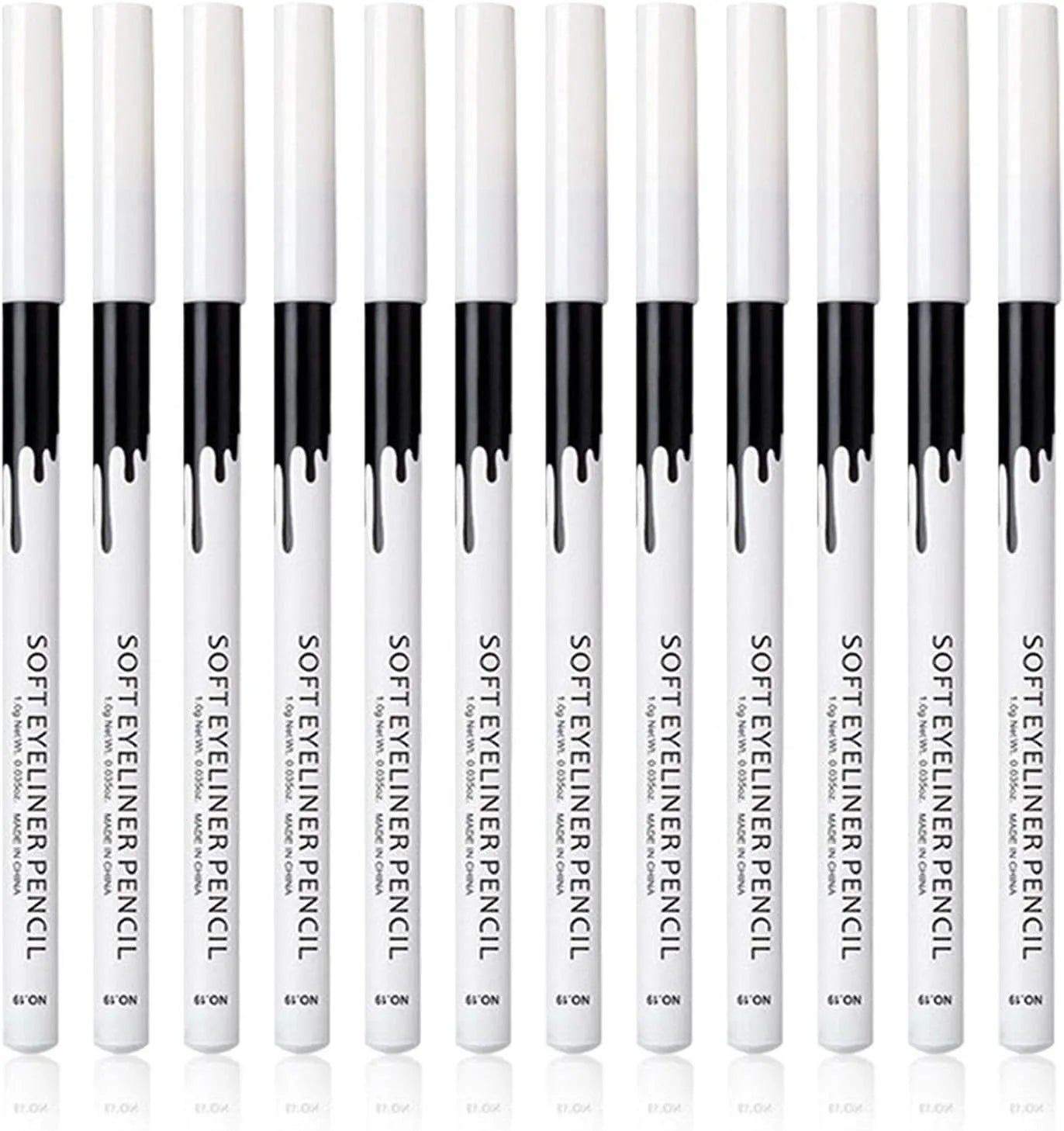 12 white and black waterproof eyeliner pencils with sharpener for multipurpose makeup application