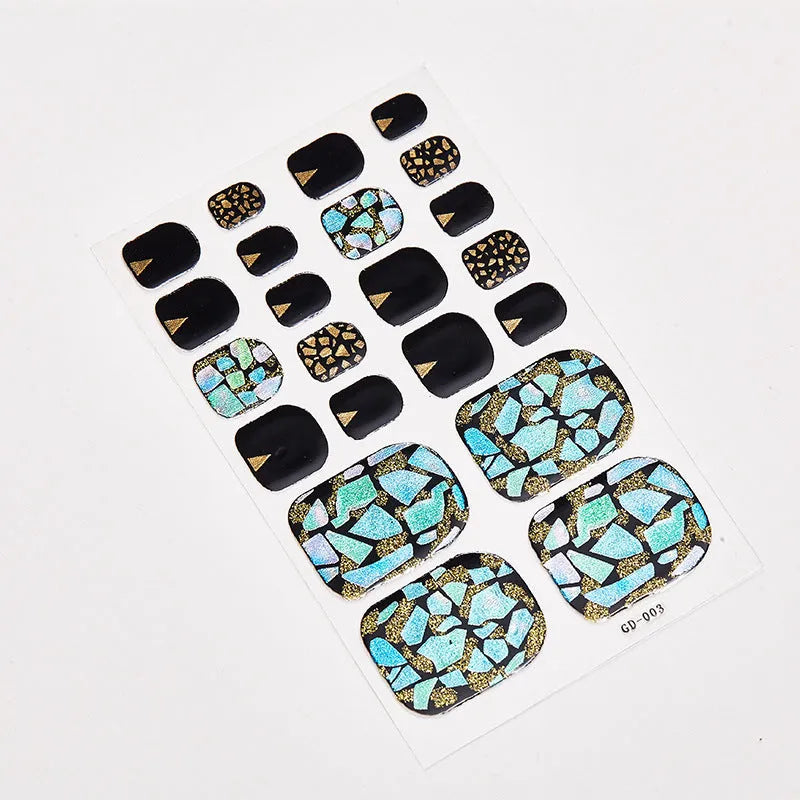 Waterproof foot nail stickers 22 small stickers in 14 tips colour GD001