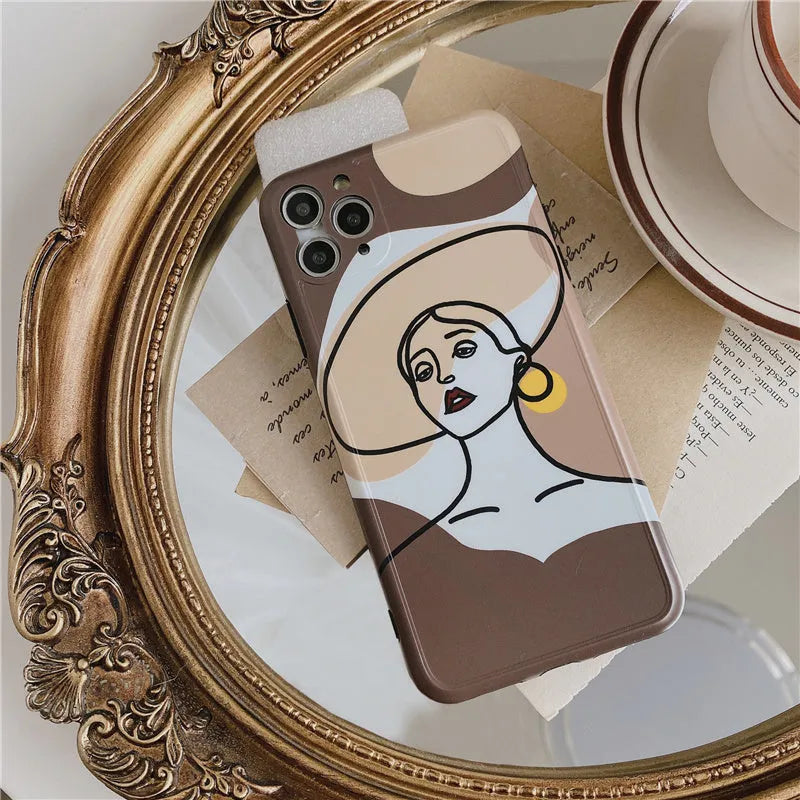Orange yellow line art cartoon soft gel phone case for Apple iPhone 11 Pro Max