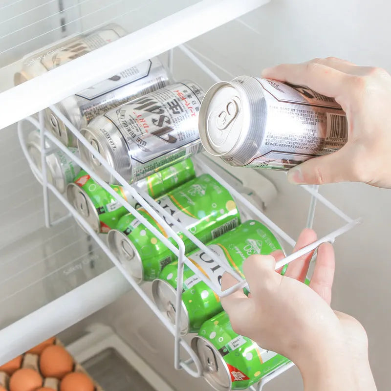 Double-layer iron kitchen storage rack for cans and bottles, 28x18x14cm, picture colour finish