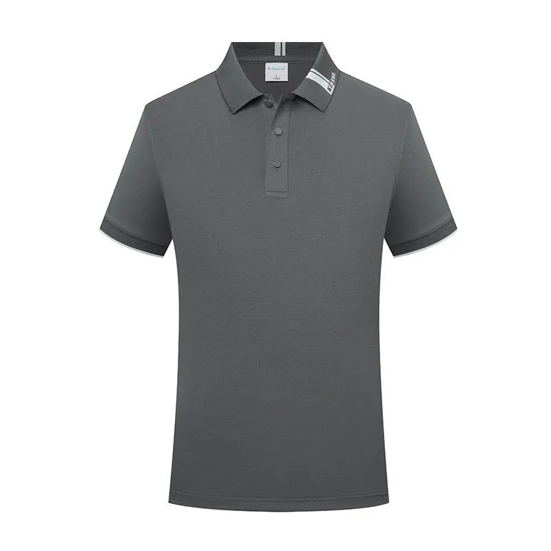 Breathable cotton blend short sleeve lapel polo shirt in light purple with fashion letter print