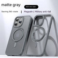 Transparent magnetic iPhone case with aluminium alloy bracket on iPhone 15 Pro