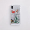 Transparent Christmas quicksand phone case with Santa Claus design for iPhone and Samsung devices
