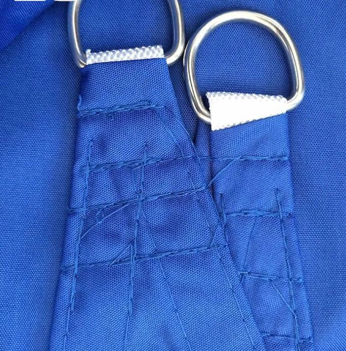 Curved square shade sail in blue colour measuring 3 metres by 4 metres