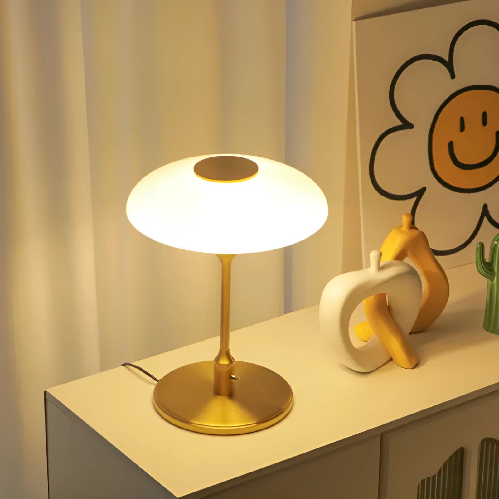 Vintage nickel-plated bedside ambient light with Korean design in golden white colour