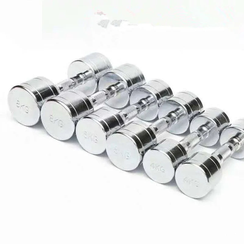 Silver electroplated pure steel dumbbell with ergonomic date-core handle