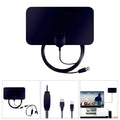 Black flat panel digital HD indoor TV antenna 210x120mm with 3m coaxial cable F-head connector and mounting paste