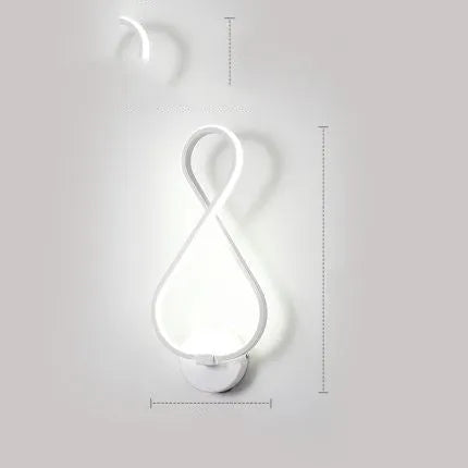 Nordic minimalist LED wall lamp with silicone shade in 8 black finish, bedside lighting, 220V button switch