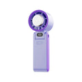 Folding handheld turbine fan with refrigeration, digital display, USB power, 3600mAh battery, in gray, white, purple, or pink.