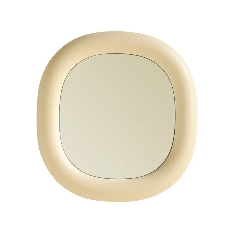 Desktop bubble mirror with high-definition aluminium lens in cream yellow colour, 322mm x 340.5mm, white backing