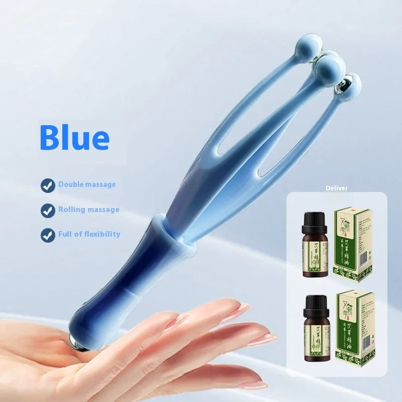 Blue and white steel ball finger massager for hand joint care
