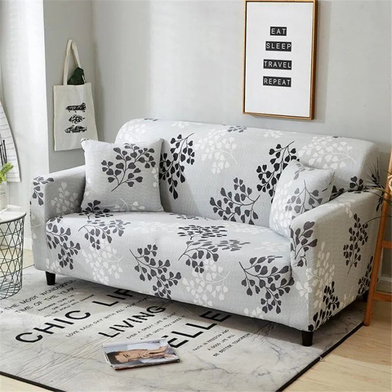 Elastic polyester sofa cover with striped pattern in modern simple style, available in multiple seat sizes.