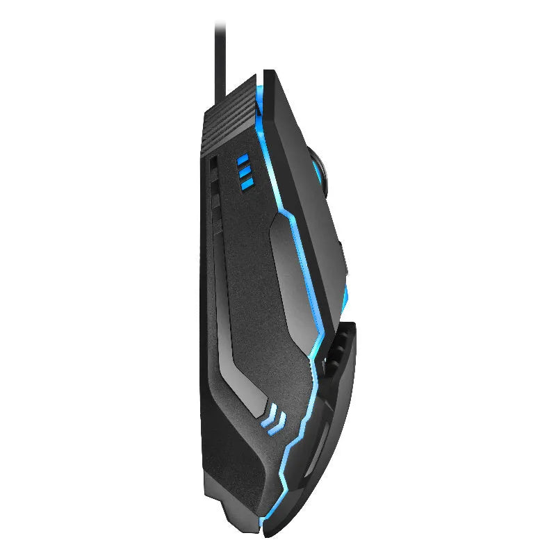 M3 wired mouse in black on desk with USB cable visible showing three DPI adjustment levels
