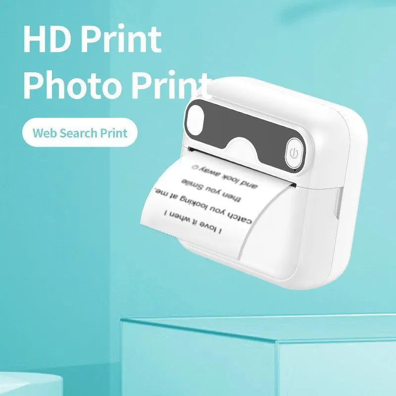 Portable Bluetooth thermal printer pocket size 85x54x44 mm with thermal paper rolls