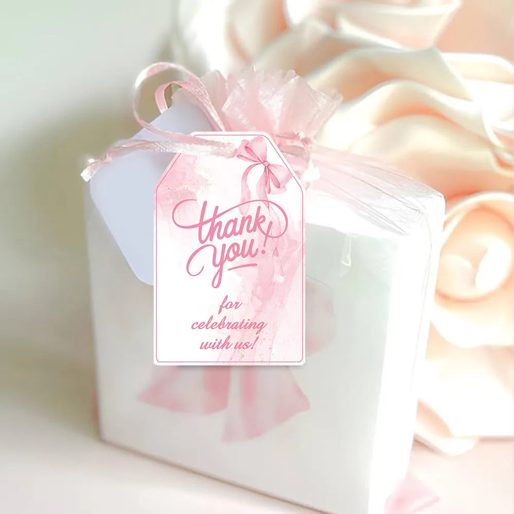 Birthday party theme creative bowknot gift label tags set with hemp rope in three decorative styles