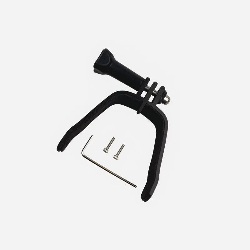 3D printed hard plastic action camera expansion bracket with soft sponge pad for FPV drone top mounting.