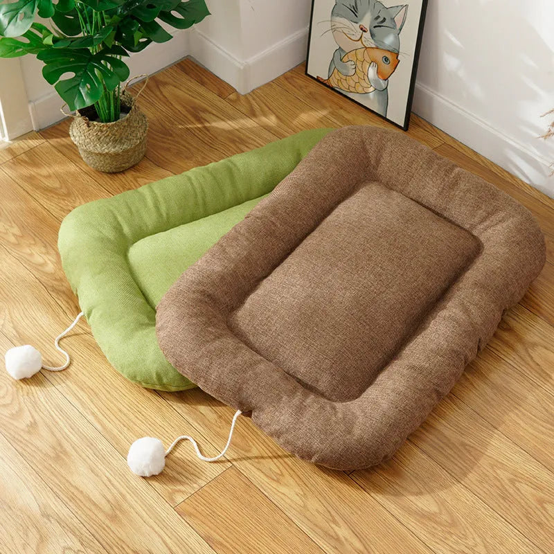 Brown kennel cushion mat with cooling gel pad for small and medium dogs in four sizes