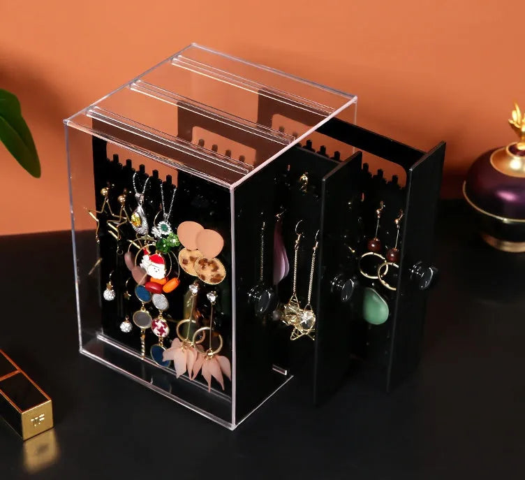 Acrylic cosmetic storage box in white, 13.5 x 13 x 24.7 cm plastic makeup organiser