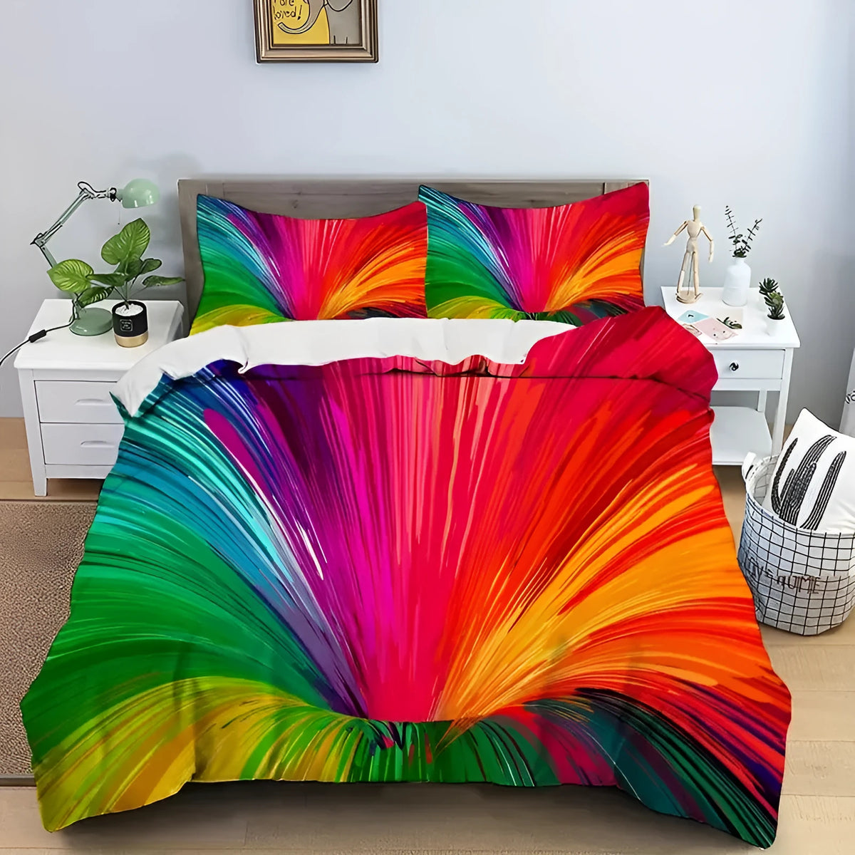 Digital printing down quilt cover suit modern simplicity 3-piece set chemical fibre single colour pattern