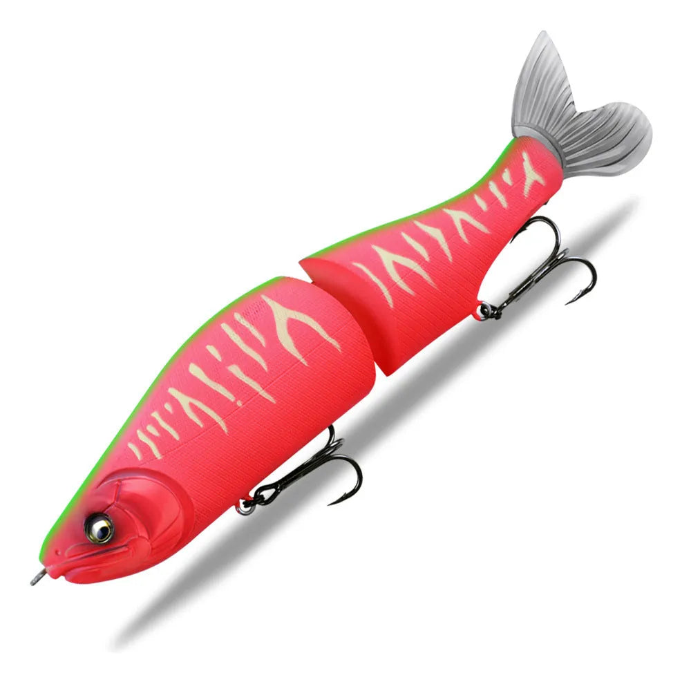 185mm plastic fishing swimbait lure for bass in multiple colour options on a blue background.