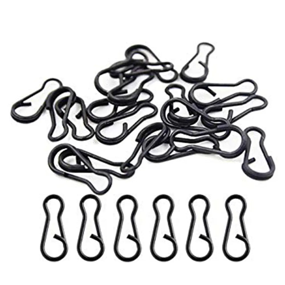 Pack of 10 black iron coating carp fishing connectors for terminal tackle rig building