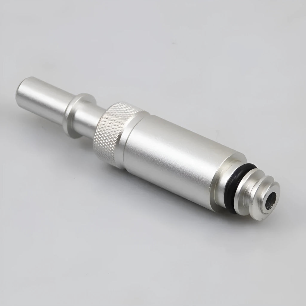 Silver metal transmission refuelling joint tool for VAS6262-9 service kits.