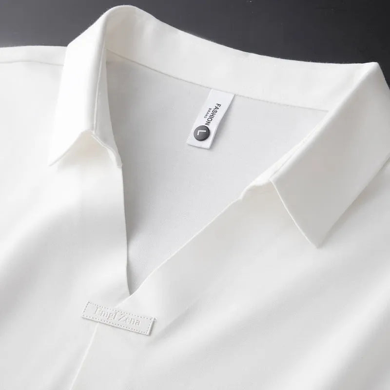 Men's slim fit lapel polo short-sleeved t-shirt in cotton blend fabric