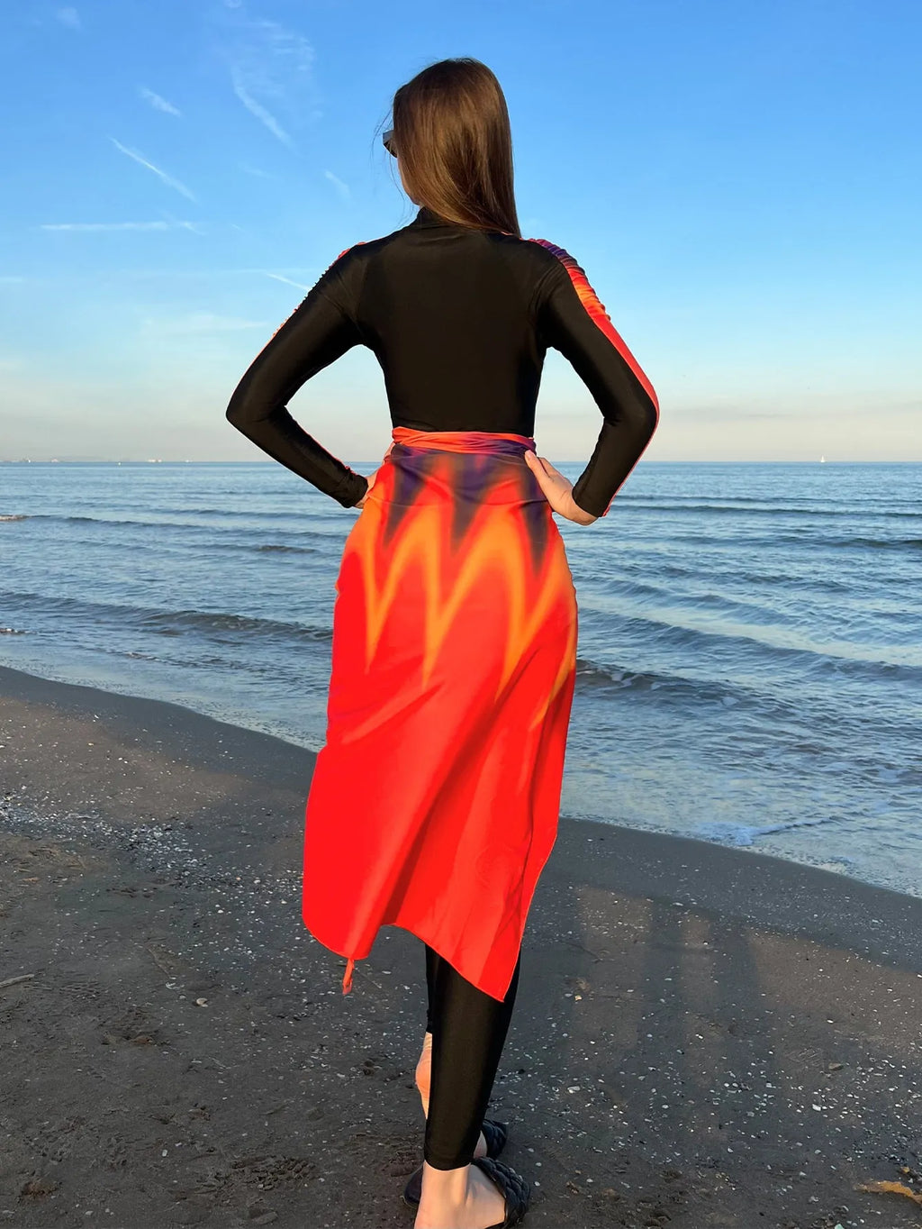 Conservative three-piece women's swimsuit set in colour 427 made from polyester fabric