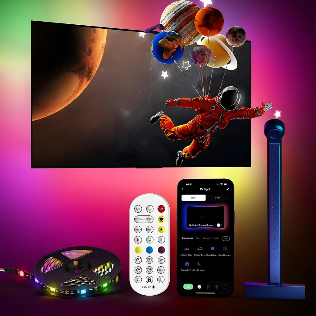 5 metre RGB LED light strip with remote control for desktop and TV background lighting