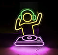 Blue and pink LED neon light strip in a 40x30cm decorative shape for a gaming desktop.