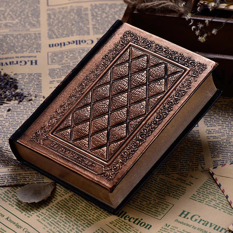 Embossed faux leather A5 notebook in bronze colour with thick 192-page refillable writing pad