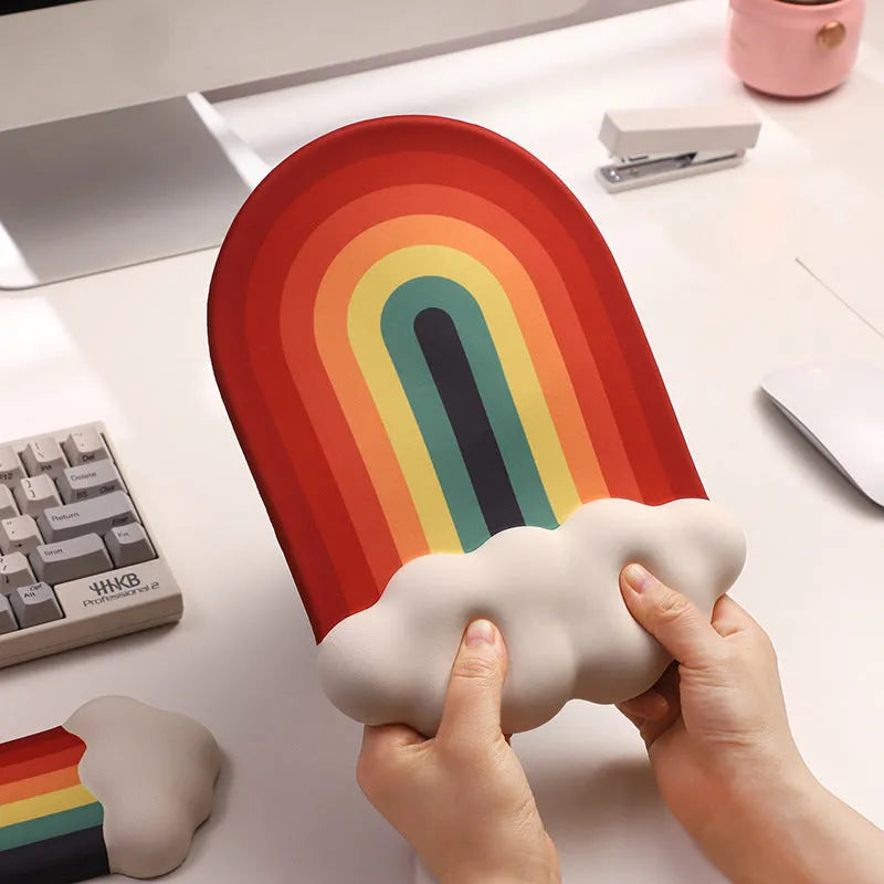 Silicone wrister mouse pad and keyboard support set with cloud pattern designs in choice of four colours