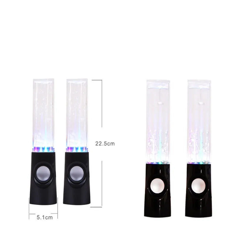 Wireless dancing water speaker with LED fountain, USB and 3.5mm connections, rectangular design